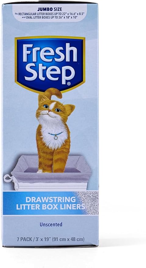 Fresh Step Jumbo Drawstring Cat Litter Box Liners Unscented Heavy Duty Kitty - Image 2