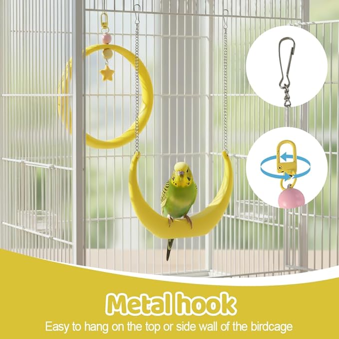 2PCS Bird Swing, Round & Half Moon Parrot Swing Perch - Image 3
