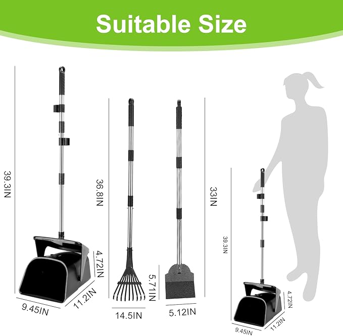 Pooper Scooper Large Swivel Bin & Rake & Spade - Image 2