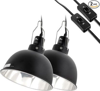 2 Pack Reptile Light Fixture, 8.5in Deep Dome Reptile Lamp Fixture, Optical by CAVACHEWReptileSupplies