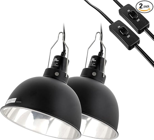 2 Pack Reptile Light Fixture, 8.5in Deep Dome Reptile Lamp Fixture, Optical by CAVACHEWReptileSupplies