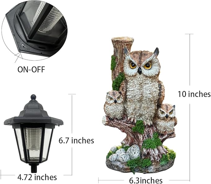 Solar Garden Owl Statue Lights, Large Owl Figure - Image 4