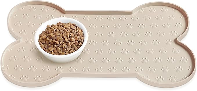 PWTAA Dog Food Mat Anti-Slip Silicone Dog Bowl Mat Thicker Pet Placemat by PWTAA