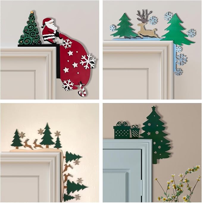 Christmas Door Topper Holiday Home Decor Funny Snowman Santa Claus Top Door - Image 4