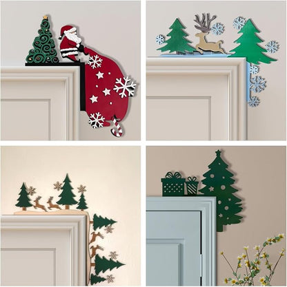 Christmas Door Topper Holiday Home Decor Funny Snowman Santa Claus Top Door - Image 3
