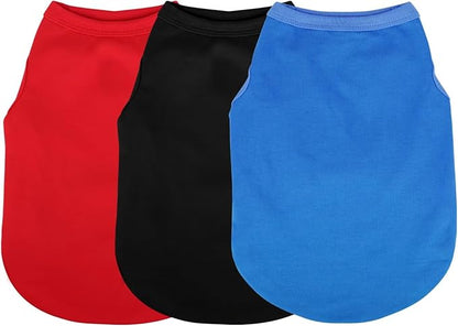 Paiaite 3 Pieces Plain Dog Shirt Sleeveless Puppy Cotton Dog Shirts Breathable by Paiaite