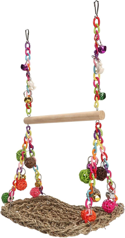 Bird Seagrass Swing Toys, Natural Rattan Climbing Hammock by Unknown