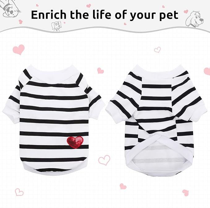 Pet Dog Striped T-Shirt Dogs Cats Cotton Vest Spring Summer Pet Apparel Tee - Image 4