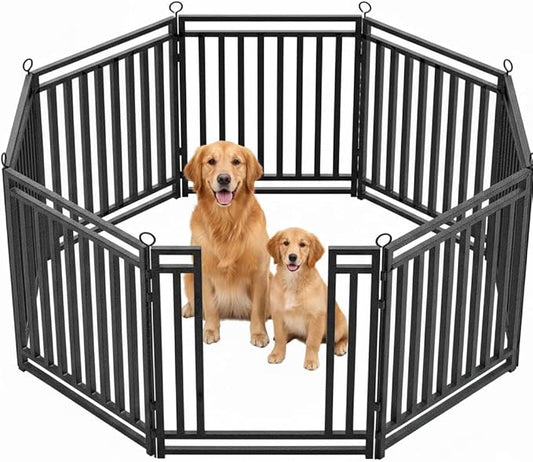 Dog Fence Outdoor Indoor, 47 Inches Height 08 Panels Dog Playpen by Petorldog