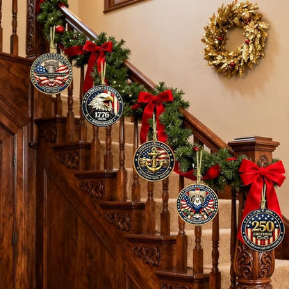 6 Pcs 250 Years Anniversary United States Hanging Ornament Acrylic Round Shaped - Image 2