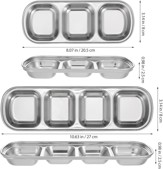 Ipetboom Compartment Pet Tray Food Bowls: 4pcs Stainless Steel Cat Bowl Divided - Image 2