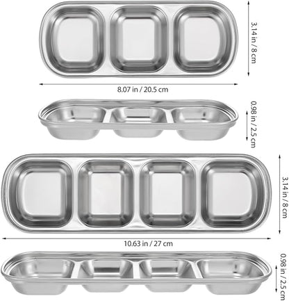 Ipetboom Compartment Pet Tray Food Bowls: 4pcs Stainless Steel Cat Bowl Divided - Image 2