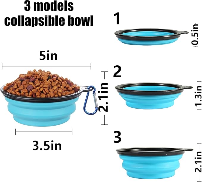 SLSON Collapsible Bowl with Cover Lids, 2 Pack Dog Travel Bowls Portable - Image 3