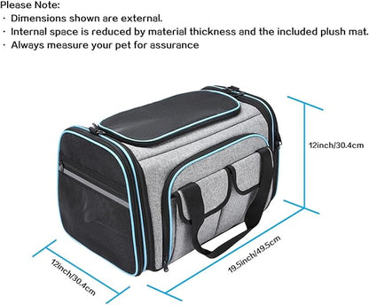 Airline Approved Pet Carrier, Large Soft Sided Pet Travel TSA Carrier 4 Sides - Image 3
