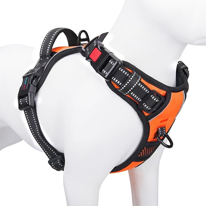 PHOEPET Reflective Dog Harness Large Breed Adjustable No Pull Vest by PHOEPET