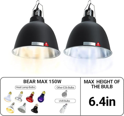 2 Pack Reptile Light Fixture, 8.1in Deep Dome Reptile Heat Lamp Fixture - Image 4