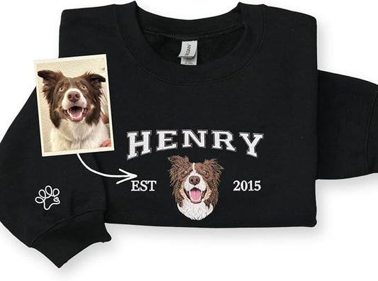 Custom Embroidered Sweatshirt Dog From Real Photo by EMBROLY