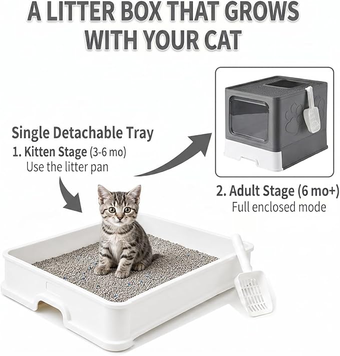 Medario Cat Litter Box with X-Large Litter Mat and Scoop, Large Covered Litter - Image 3
