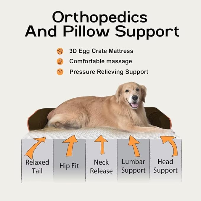 Large Dog Bed Orthopedic Washable: Extra Brown Large Big Dog Bed - Image 3