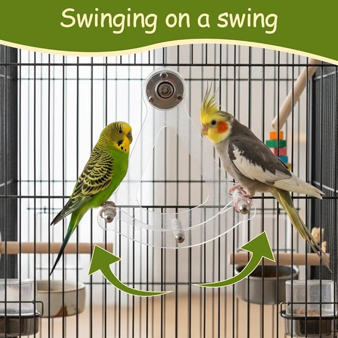 DONGKER Bird Swing Perch, Acrylic Parrot Hanging Perch Built-in Metal Bearings - Image 2