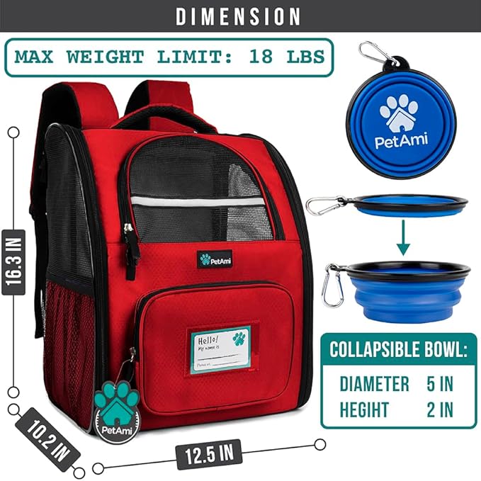 PetAmi Dog Backpack Carrier for Small Medium Dogs Large Cats up to 18 lbs - Image 2