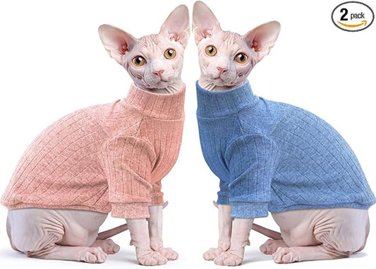 Idepet Sphynx Hairless Cats Sweater Shirt Kitten Soft Puppy Clothes Pullover by Idepet