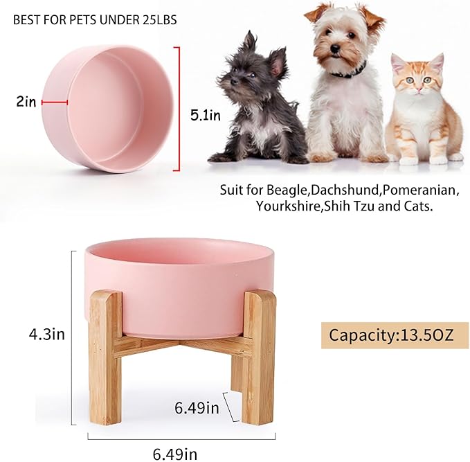 Petygooing PinkElevated/Raised Ceramic Dog Bowl - Image 3