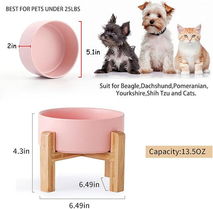Petygooing PinkElevated/Raised Ceramic Dog Bowl - Image 3