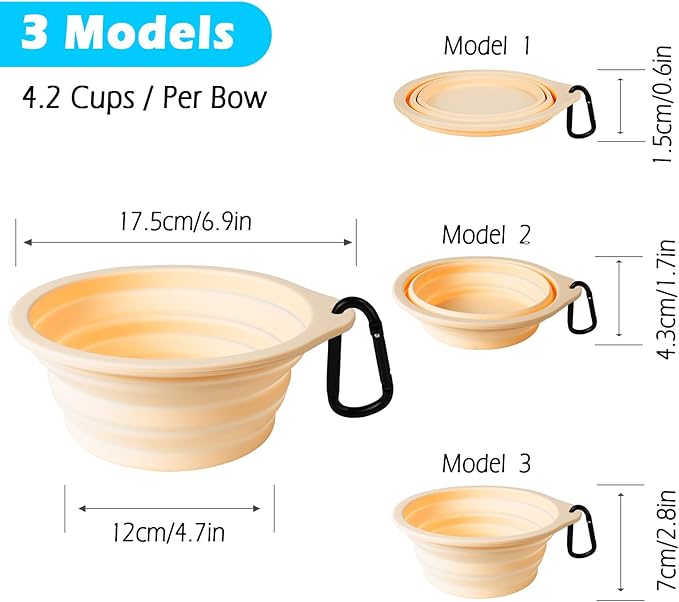 PetBonus 2-Pack Large Silicone Collapsible Dog Bowls, 34oz/1000ml BPA Free - Image 3