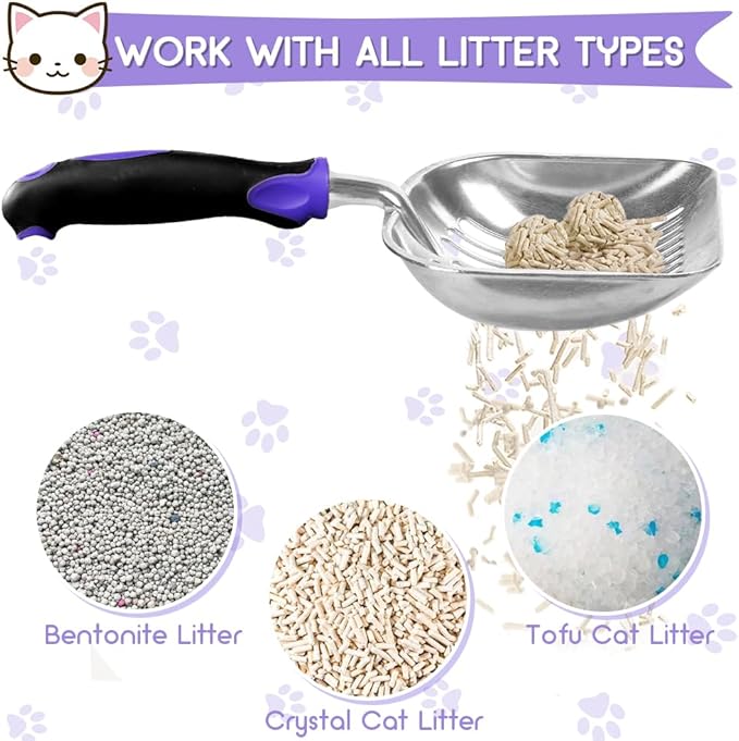 Cat Litter Scoop, Metal Cat Scooper, Rubber Handle Scoop, Sifting Shovel - Image 3