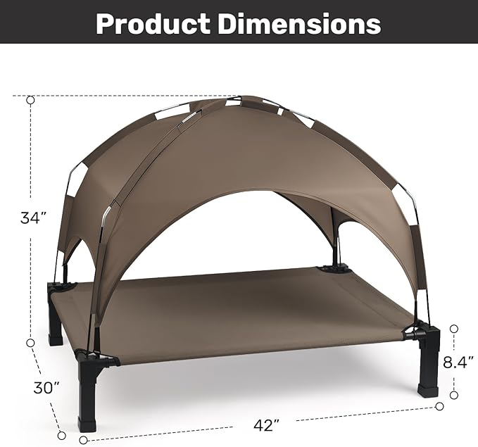 Heeyoo Elevated Dog Bed with Removable Canopy, Portable Dog Cot with Sun - Image 6