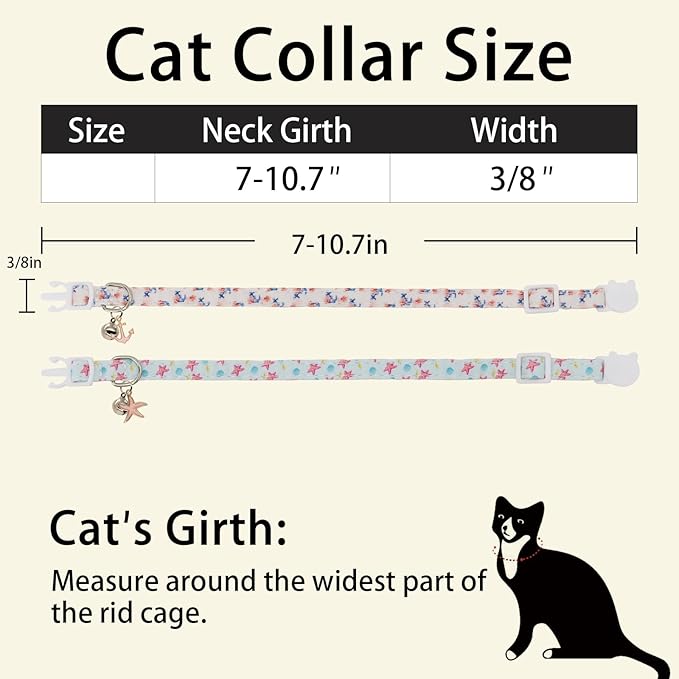 Cat Collars for Girl Cats & Boys, 2 Pack Soft Cotton Breakaway Collar - Image 6