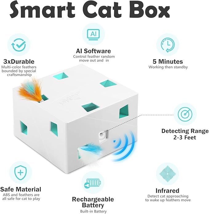 Migipaws Automatic MigiBox Plus Cat Toys 3 n1 Interactive Pounce Mystery Under - Image 2