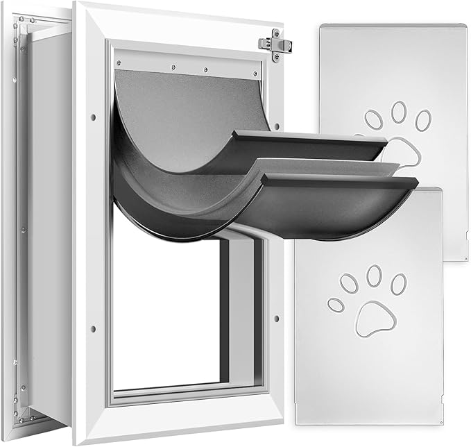 3-Flaps Dog Door for Wall, Rust Proof Aluminum Alloy Frame, Extreme Weather Dog by PetoasisFlagship