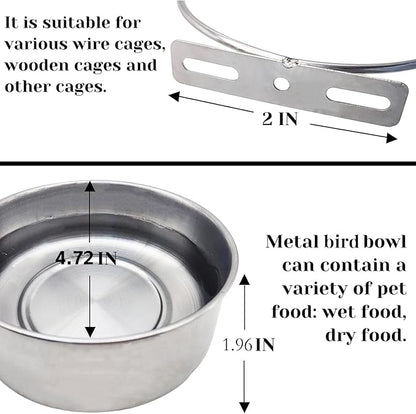 PINVNBY 2pcs Stainless Steel Bird Bowl Water Bowl Stainless Steel Bird Feeding - Image 2