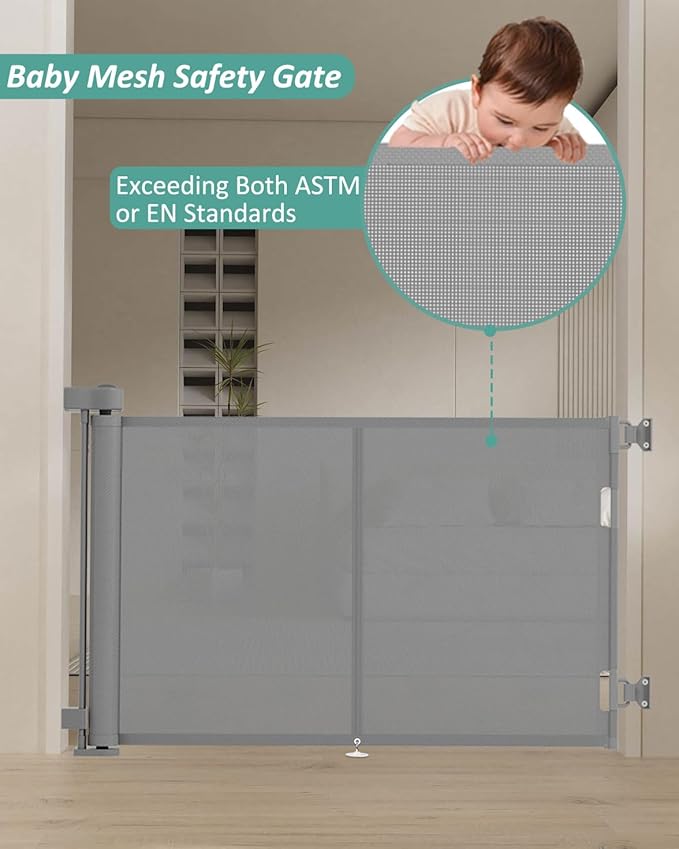 Miumoon 59 inch Retractable Baby Gates 34 inch Tall, Retractable Gate - Image 5