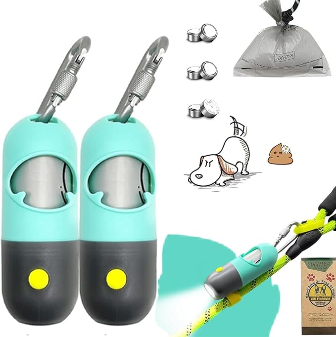 Dog Poop Bag Holder With LED Flashlight | Pet Waste Dispenser by YUCHIYA