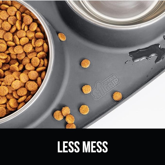 GORILLA GRIP Feeding Mat Bowl Set, 3 Cup 100% Waterproof BPA Free Silicone Base - Image 3