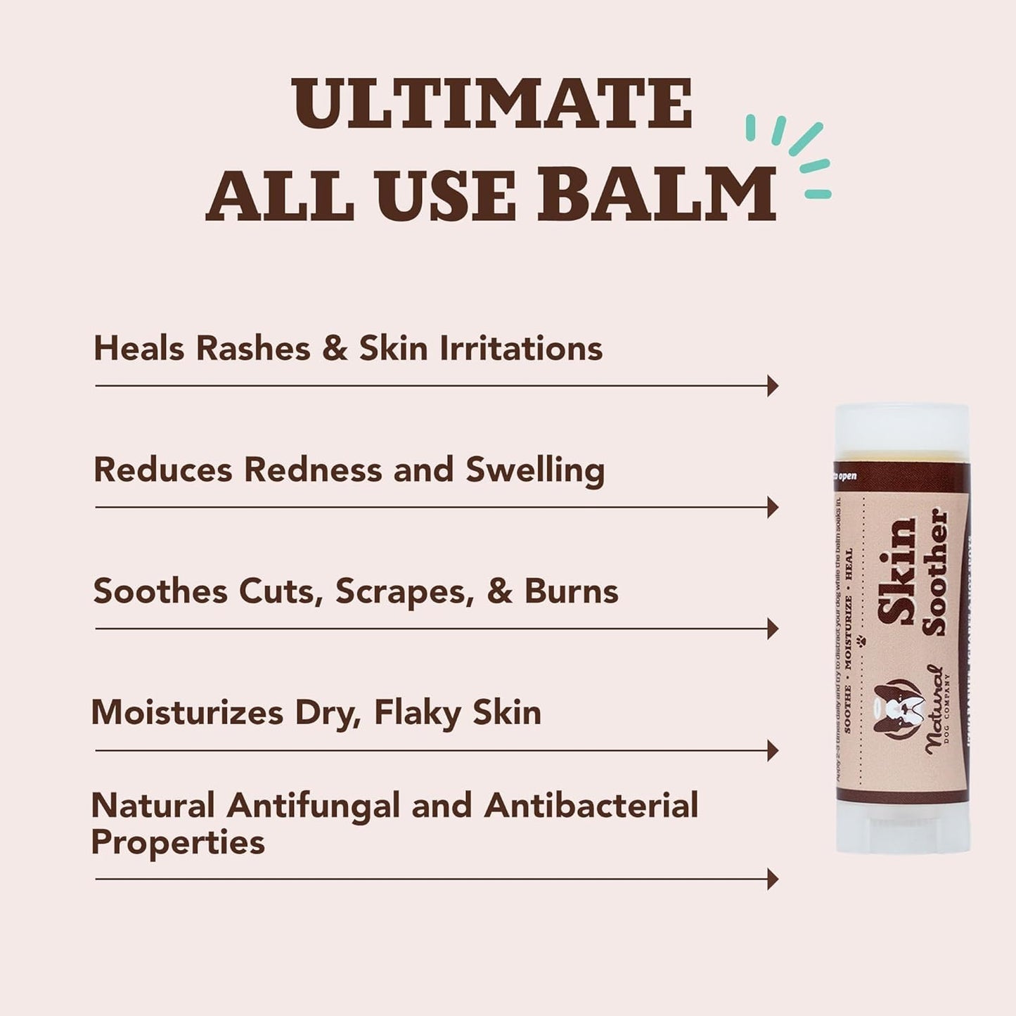 Natural Dog Company Skin Soother, 4 Pack, Allergy and Itch Relief for Dogs, Dog Moisturizer for Dry Skin, Dog Lotion, Ultimate Healing Balm, Dog Rash Cream, Travel Stick 0.15 oz X 4