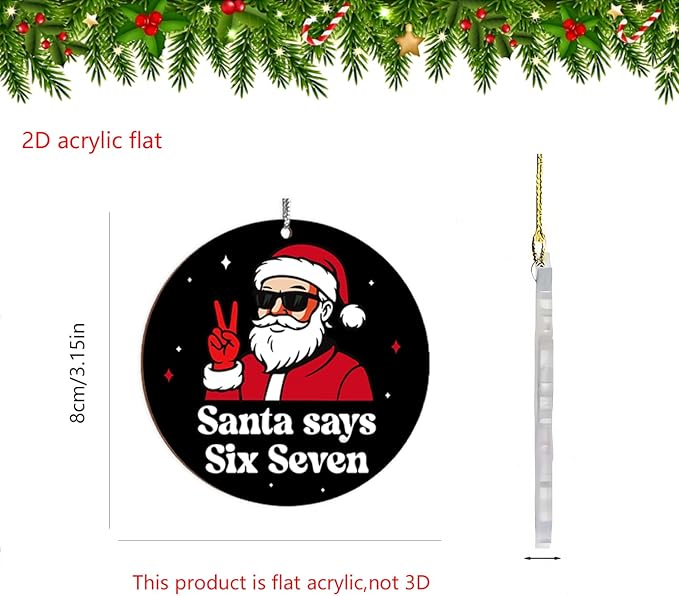 6 Pcs Christmas Tree Decorations Sixseven Santa Hanging Pendants Designs 2D - Image 4