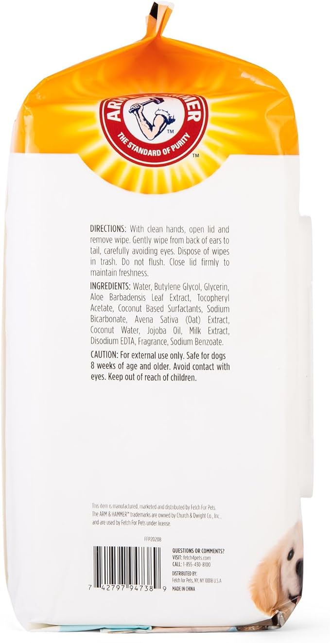 Arm & Hammer Dog Grooming Wipes, Deodorizing Dog Cleaning Wipes - Image 3