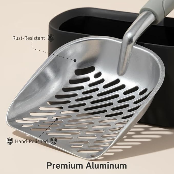 Metal Cat Litter Scoop with Holder, Aluminum Cats Litter Scooper Captures All - Image 7