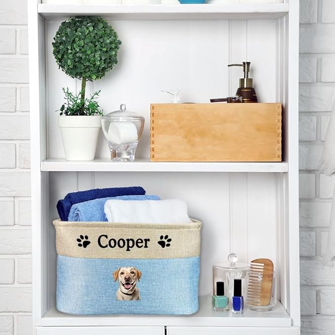 Custom Dog Name Photo Dog Toys Storage Basket - Image 6