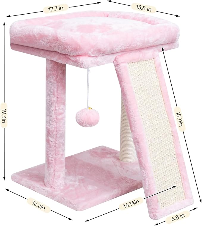 SYANDLVY Small Cat Tree with Scratching Board, Cat Scratching Post - Image 3