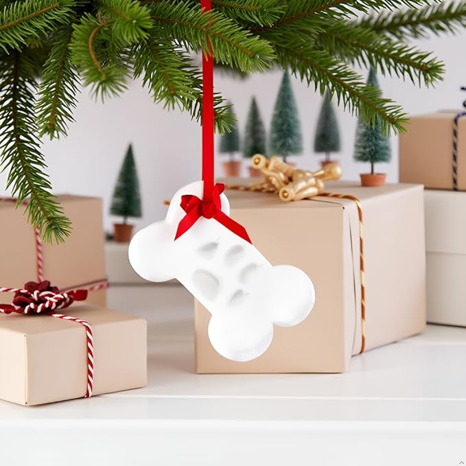 Kate & Milo Christmas Paw Print Bone Ornament, Holiday Pet Keepsake - Image 6