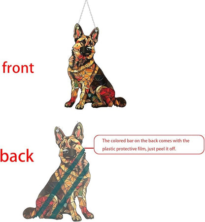 German Shepherd Window Hanging Decor Suncatcher Dog ，Stain Acrylic Window - Image 2