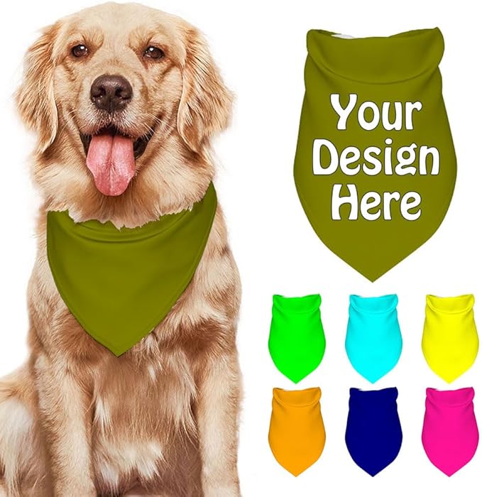 Custom Pet Bandana Add Your Own Picture Image Text Logo Personalized Name Dog by VYXONIA