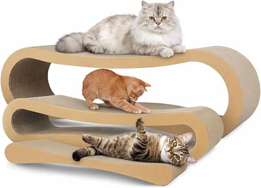 Simple Deluxe 3-in-1 Large Cardboard Cat Scratcher Lounger, 33.5" x 10.2" x by SimpleDeluxe