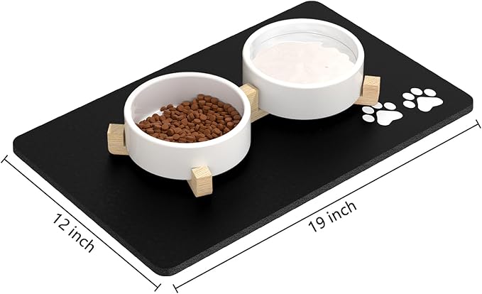 Rnivvi Dog Food Mat, Cute Anti-Slip Rubber Pet Feeding Rug Protect Floors - Image 2