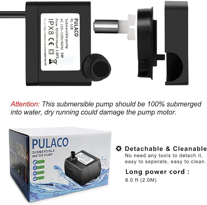 PULACO 95GPH 5W Mini Submersible Water Pump - Image 3